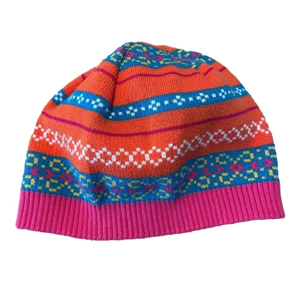 Hanna Andersson Knit Hat Colorful Pink, Turquoise, Orange Girl’s Size Medium